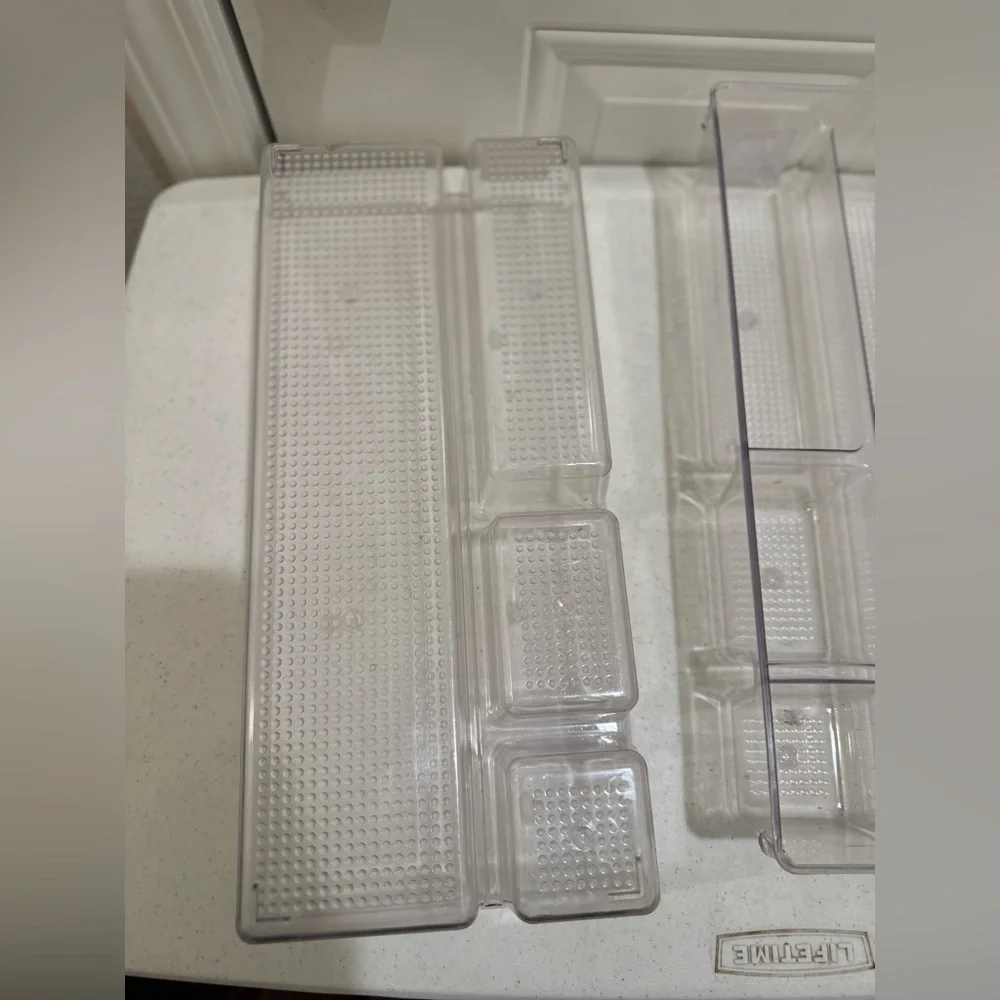 NEW Clear Plastic Drawer Organizers Set